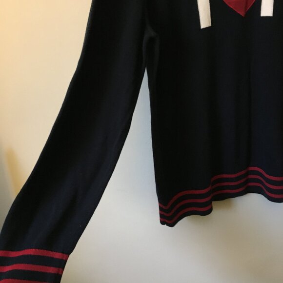 Iconic Tommy Hilfiger Dark Navy Blue and Red Heart Preppy Sweater - Picture 6 of 16